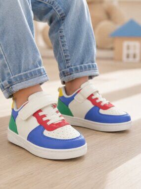 Cat & Jack Toddler Court Sneakers Size 12T Blue White Red Hook Loop Shoes